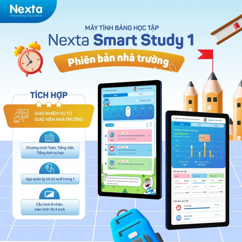 Máy Tính Bảng Học Tập SS1 Dành Cho Trẻ 5-12 Tuổi, Tích Hợp Toán - Tiếng Việt - Tiếng Anh